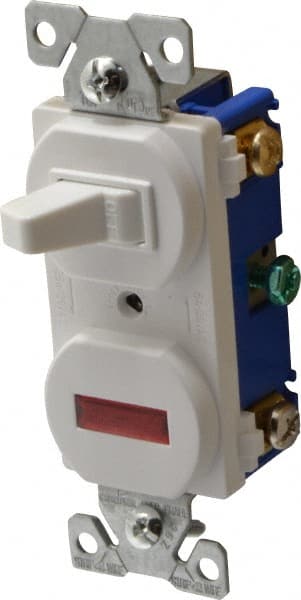 Cooper Wiring Devices 277W-BOX 1 Pole, 120 VAC, 15 Amp, Flush Mounted, Combination Switch with Pilot Light 