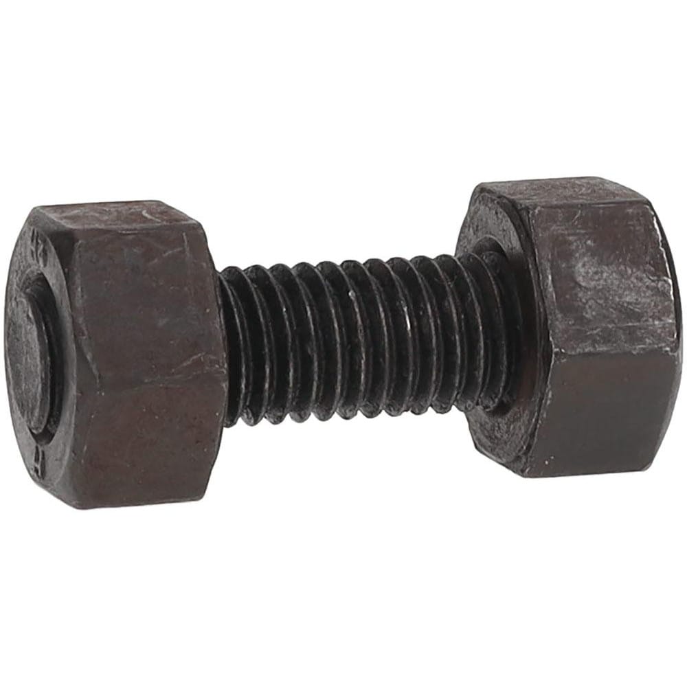 1/2-13, 2" Long, Uncoated, Steel, Fully Threaded Stud with Nut