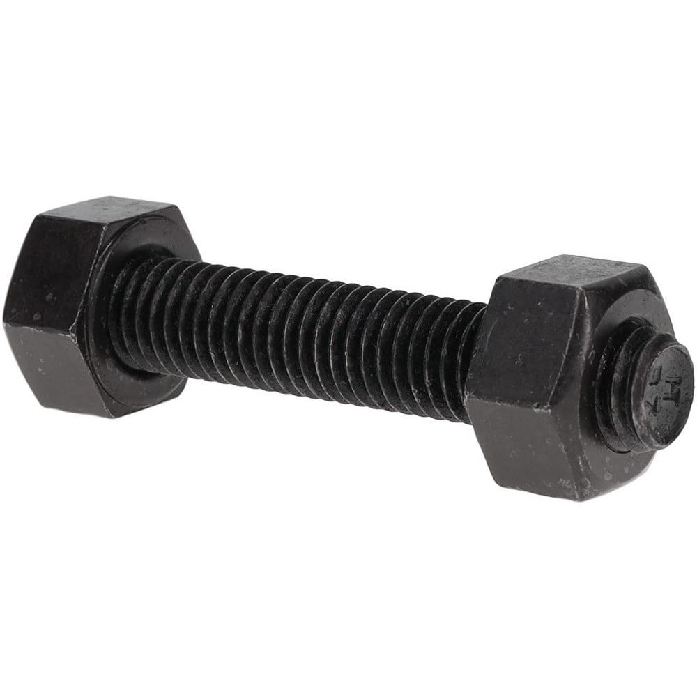 1/2-13, 3" Long, Uncoated, Steel, Fully Threaded Stud with Nut