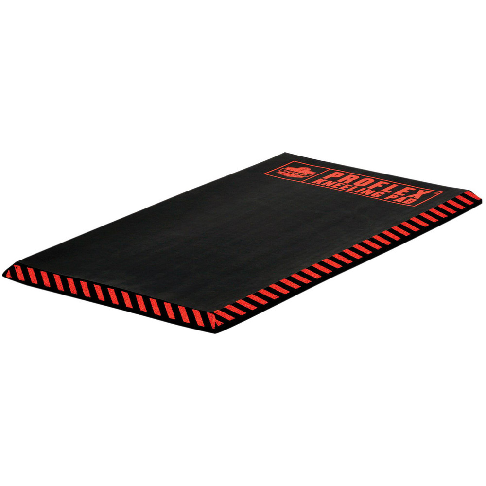 Anti-Fatigue Kneeling Mat: 28" Long, 16" Long, 1 Thick, Nitrile Rubber, Beveled Edges, Heavy-Duty - Smooth Surface, Black & Orange, for Dry & Wet Areas