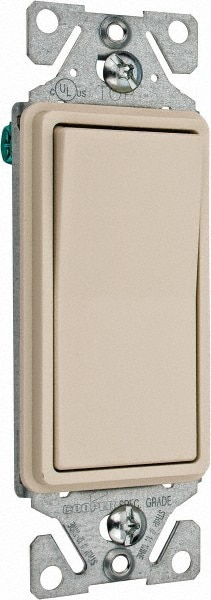 1 Pole, 120 to 277 VAC, 15 Amp, Commercial Grade Rocker Wall Switch