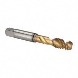 Guhring 9039340095250 Spiral Flute Tap: 3/8-16, UNC, 2 Flute, Modified Bottoming, 2B Class of Fit, Cobalt, TiN Finish Image