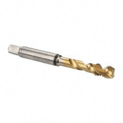 Guhring 9039350063500 Spiral Flute Tap: 1/4-28, UNF, 2 Flute, Modified Bottoming, 2B Class of Fit, Cobalt, TiN Finish Image