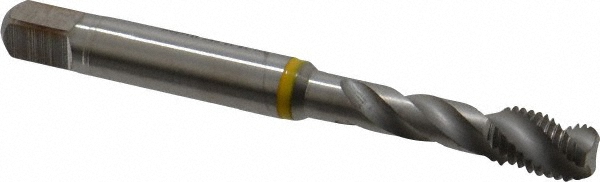 Spiral Flute Tap: 1/4-28, UNF, 3 Flute, Modified Bottoming, 2B Class of Fit, Cobalt, Bright/Uncoated