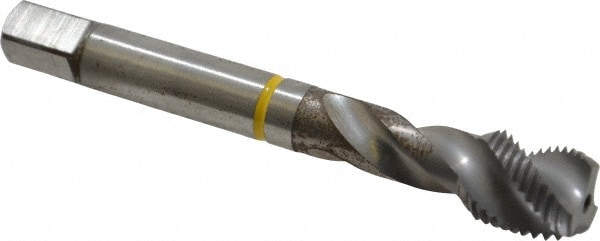 Spiral Flute Tap: 1/2-20, UNF, 3 Flute, Modified Bottoming, 2B Class of Fit, Cobalt, Bright/Uncoated