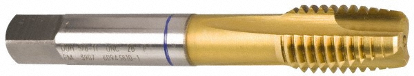 Guhring 9039060200000 Spiral Point Tap: M20 x 2.5, Metric Coarse, 4 Flutes, Plug, 6H, Powdered Metal, TiN Finish Image