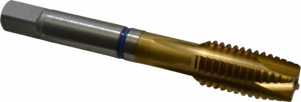 Guhring 9039070127000 Spiral Point Tap: 1/2-13, UNC, 4 Flutes, Plug, 2B, Powdered Metal, TiN Finish Image