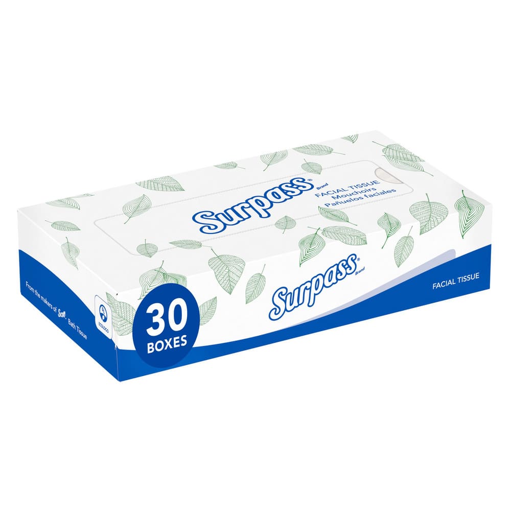 30 Qty 100 Sheet Flat Box of White Facial Tissues