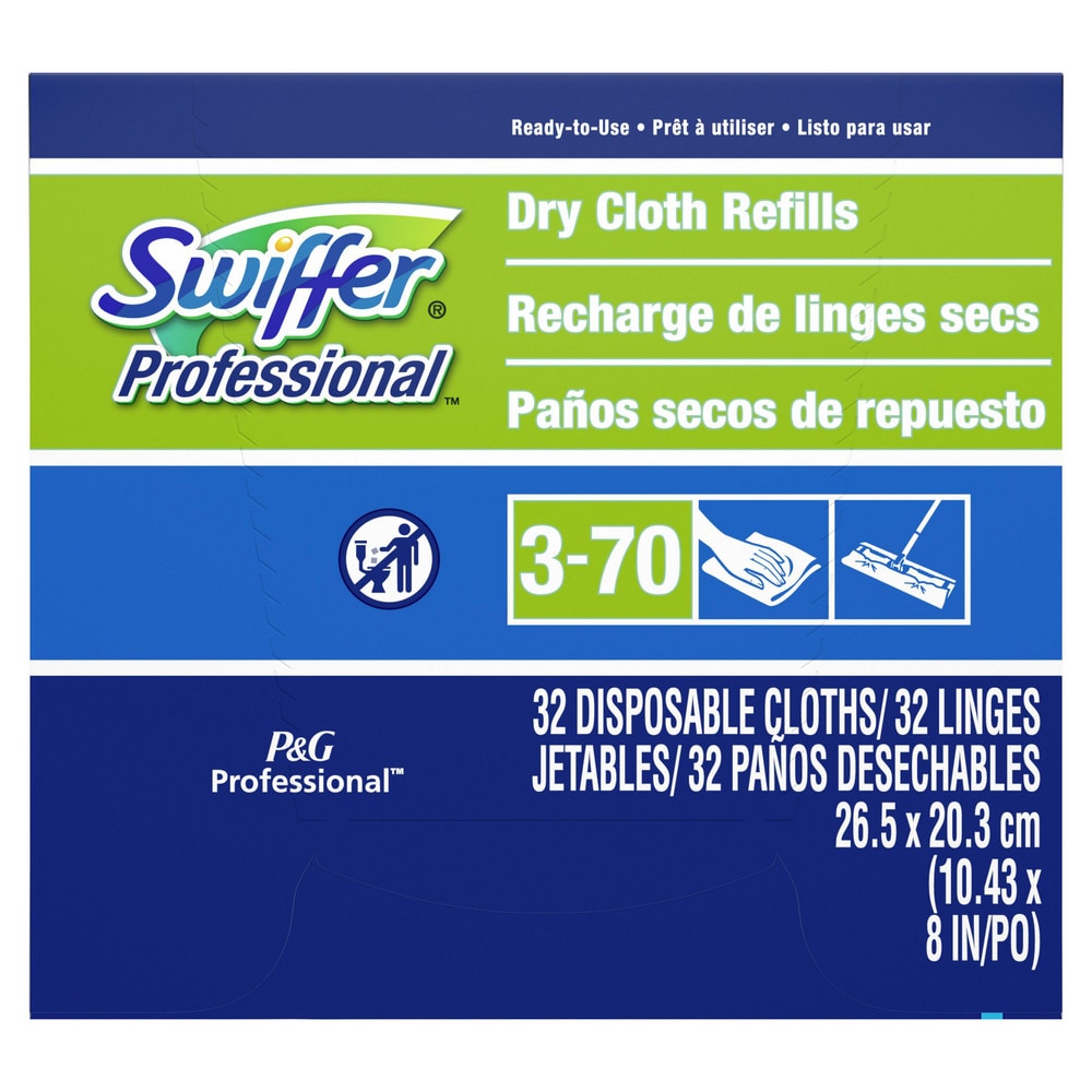 | Swiffer Swiffer Professional Dry Cloth Sweeping Pad Refills, 32 Count, 6/Case - 8"" OAL, White | Part # - Value Collection PGC33407CT