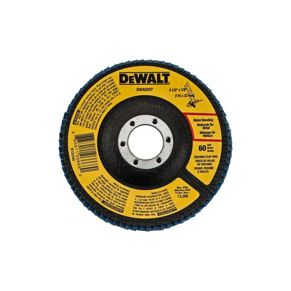 DeWALT 41/2" 60 Grit 7/8" Center Hole Type 29 Zirconia Alumina Flap