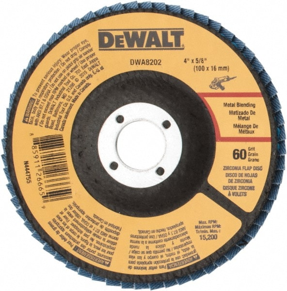 DeWALT Flap Disc 4 Dia 5 8 Hole 60 Grit Zirconia Alumina Type 29 MSC Direct