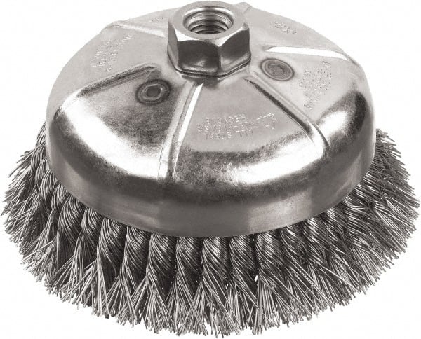 DeWALT - Cup Brush: 3″ Dia, 0.02″ Wire Dia, Steel, Knotted