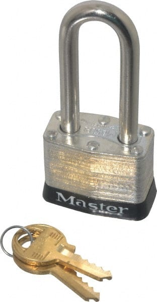 Master Lock 3LHBLK Lockout Padlock: Keyed Different, Laminated Steel, 2" High, Steel Shackle, Black 