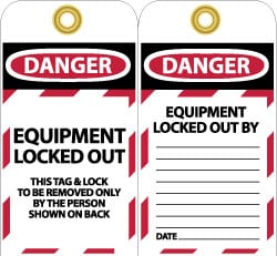 Lockout Tag: Rectangle, 3" High, Unrippable Vinyl, "Danger"