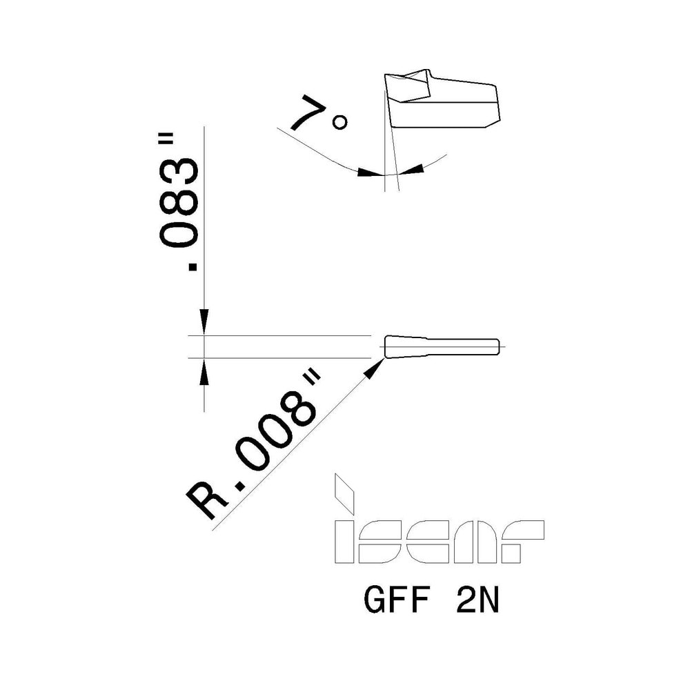 Iscar - Grooving Insert: GFF2N IC354, Solid Carbide - 60790177