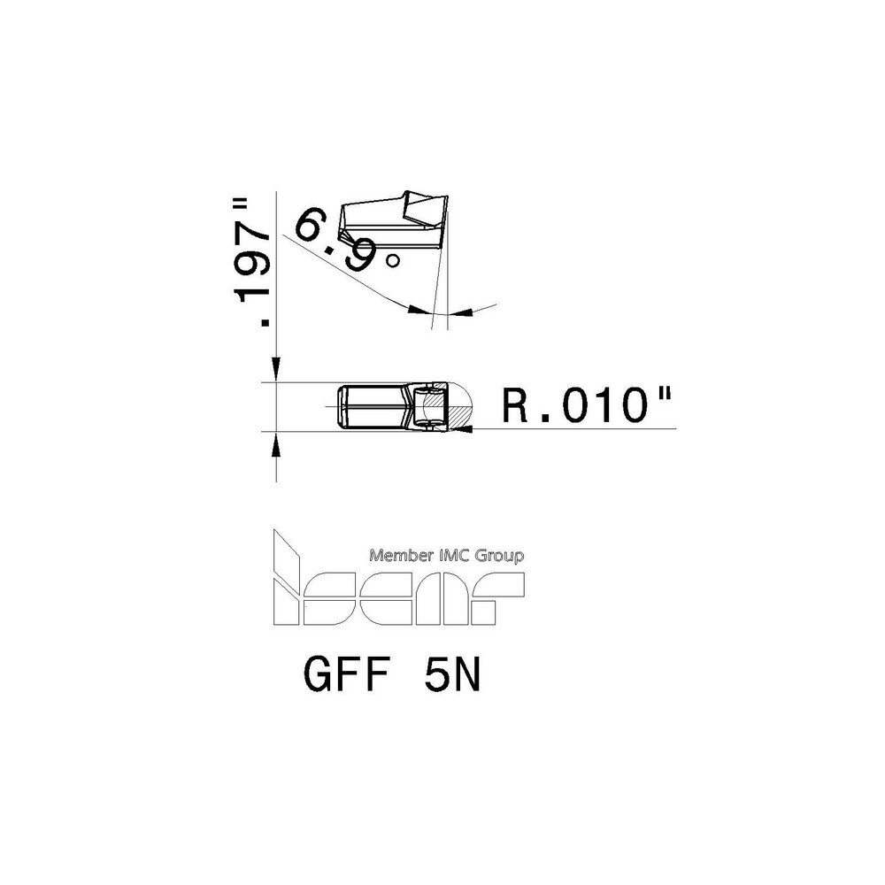 Iscar - Grooving Insert: GFF5 IC656, Solid Carbide - 60790771