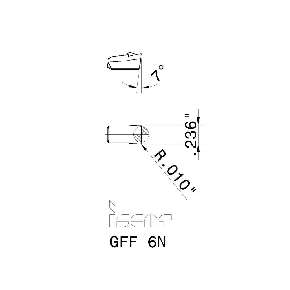 Iscar - Grooving Insert: GFF6 IC635, Solid Carbide - 60790862