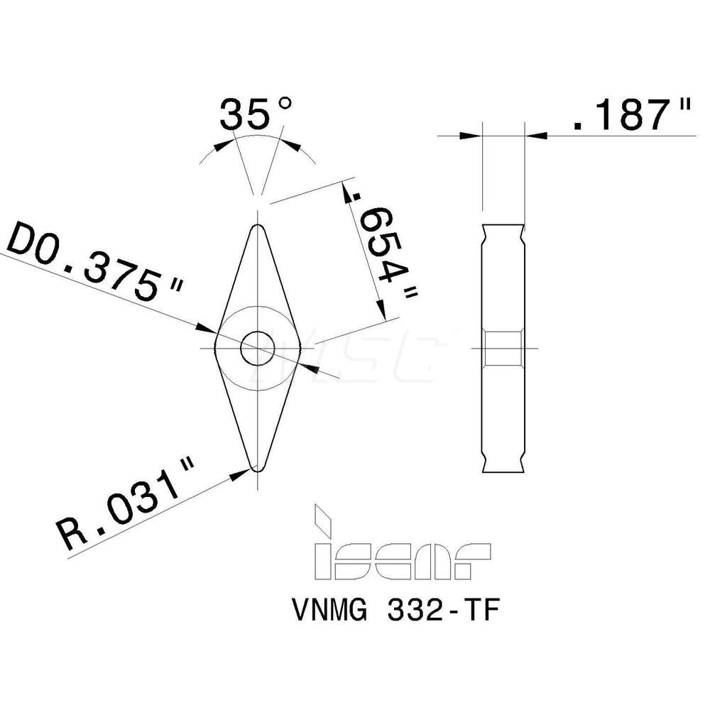 Iscar - Turning Insert: VNMG 332-TF IC-907, Solid Carbide