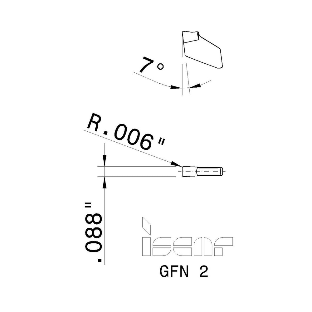 Iscar - Cutoff Insert: GFN 2 IC-20, Carbide, 2.2 mm Cutting Width