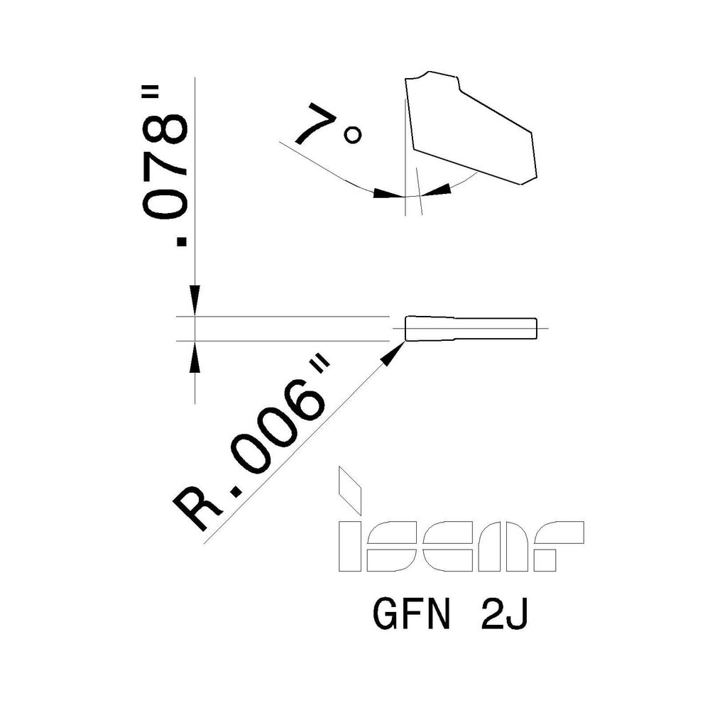 Iscar - Cutoff Insert: GFN2J IC-354, Carbide, 1.99 mm Cutting