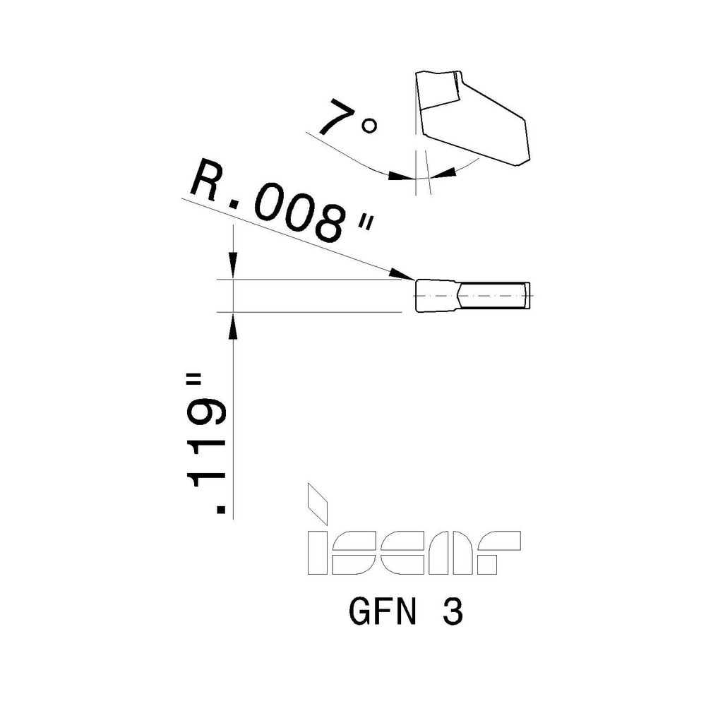 Iscar - Cutoff Insert: GFN3 IC30N, Cermet, 3.03 mm Cutting Width