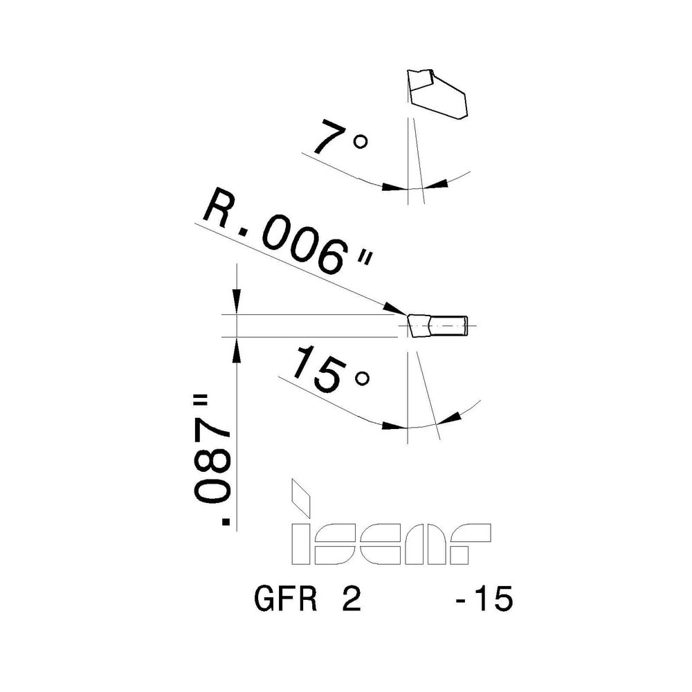 Iscar - Cutoff Insert: GFR2 15D IC-354, Carbide, 2.2 mm Cutting