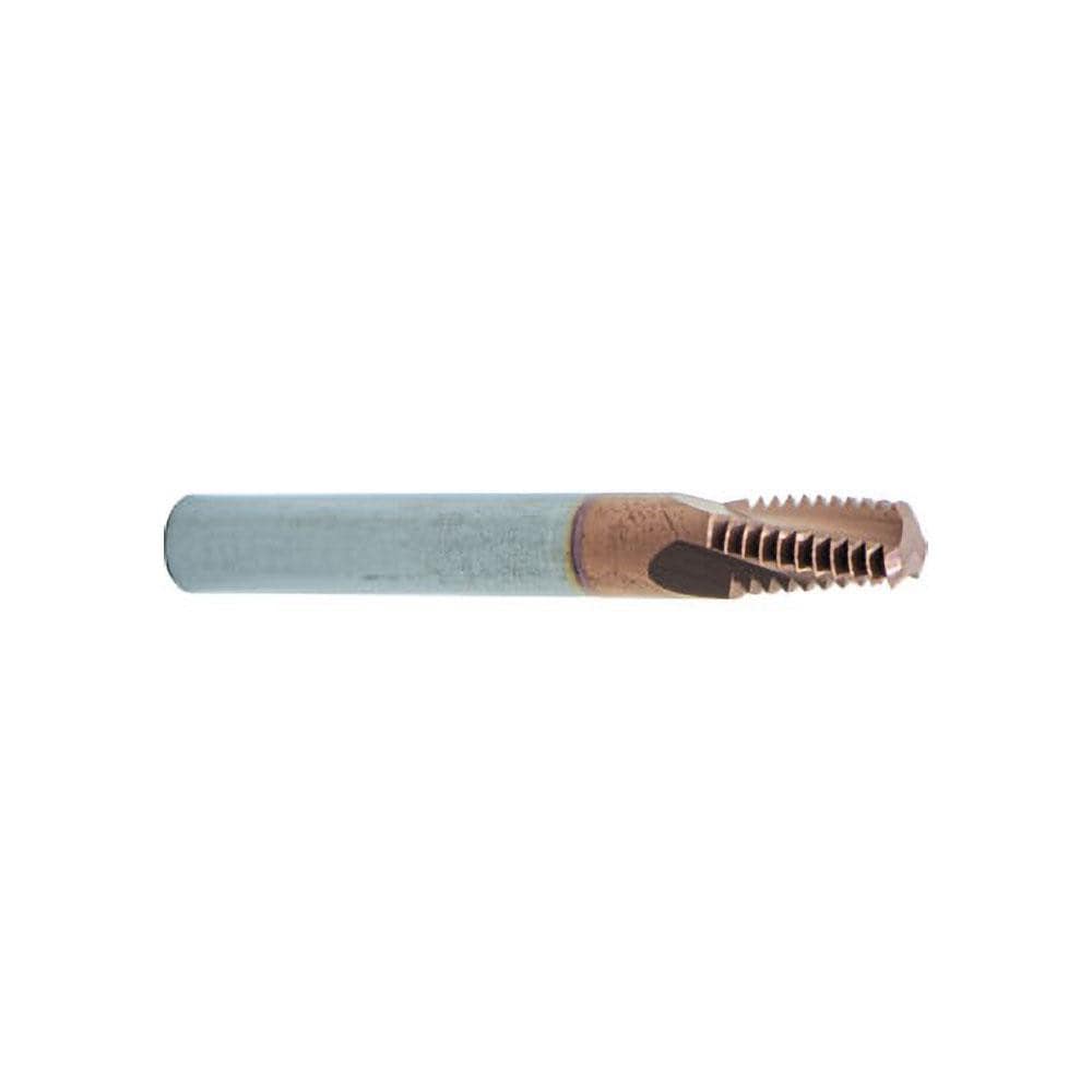 Carmex MT0312C0618NPTF Helical Flute Thread Mill: 1/4-18 to 3/8-18, Internal & External, 3 Flute, 5/16" Shank Dia, Solid Carbide 