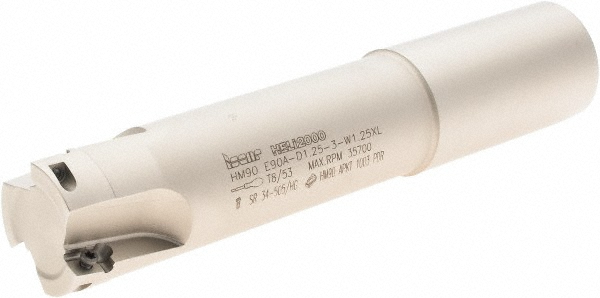 Iscar 1-1/4" Cut Diam, 0.394" Max Depth, 1-1/4" Shank Diam, Weldon Shank, 6.3" OAL, Indexable Square-Shoulder End Mill - 90° Lead Angle, Series