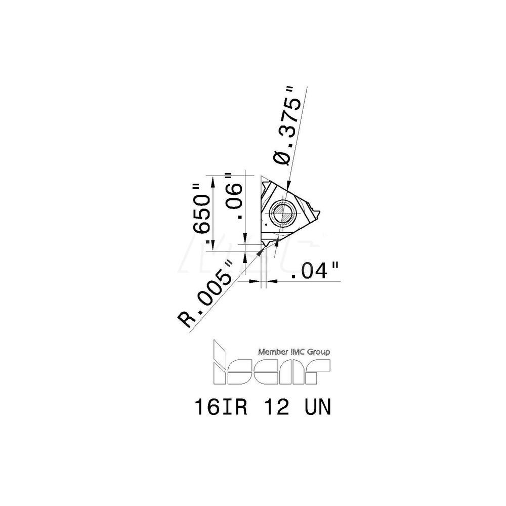 Iscar - Laydown Threading Insert: 16IR 12 UN IC-250, Carbide | MSC Direct