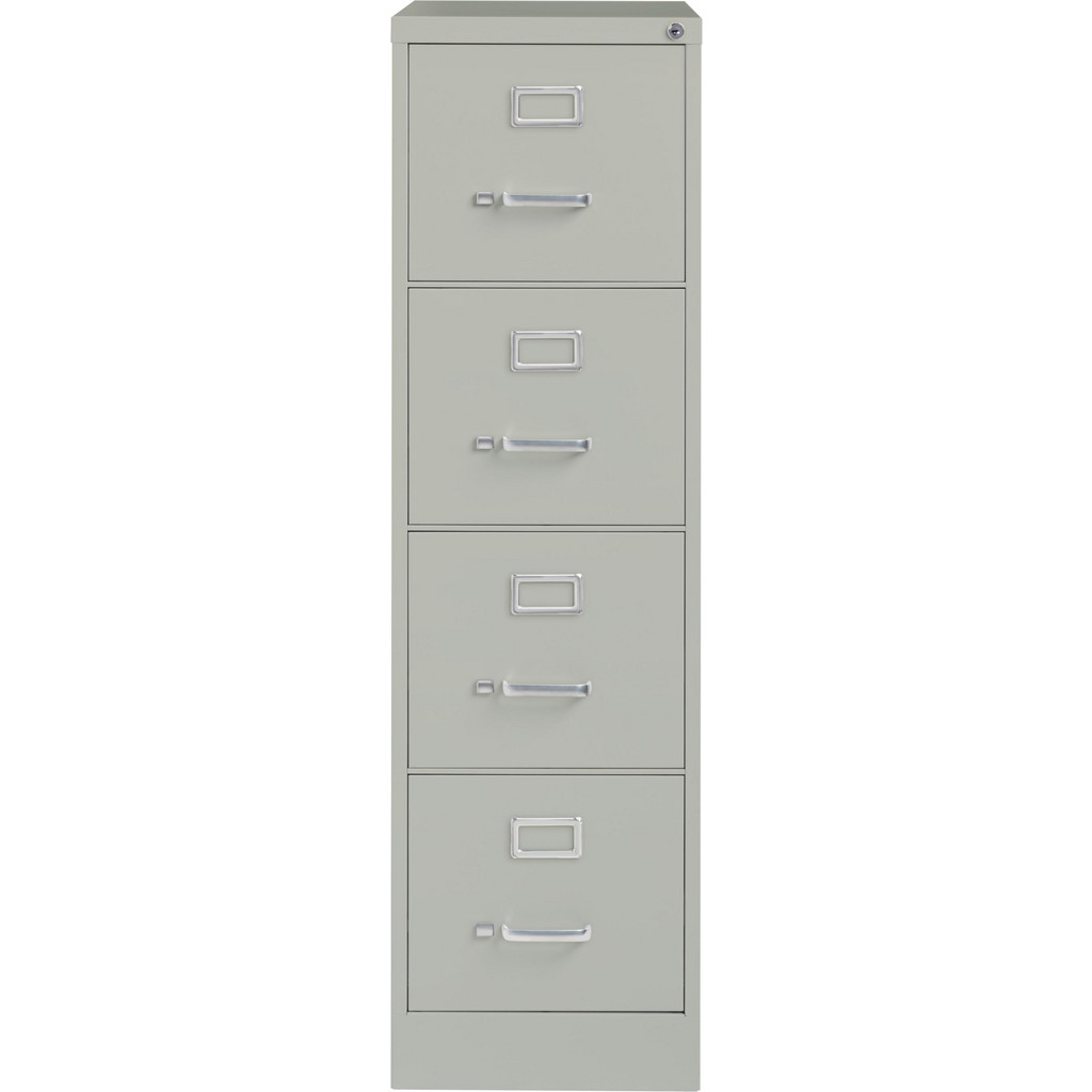 Hirsh Vertical File Cabinet: 4 Drawer, Steel, Light Gray - 15" Wide, 52" High, 26-1/2" Deep | Part #16700