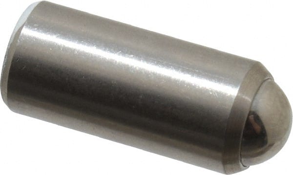 Stainless Steel Press Fit Ball Plunger: 0.312" Dia, 0.688" Long
