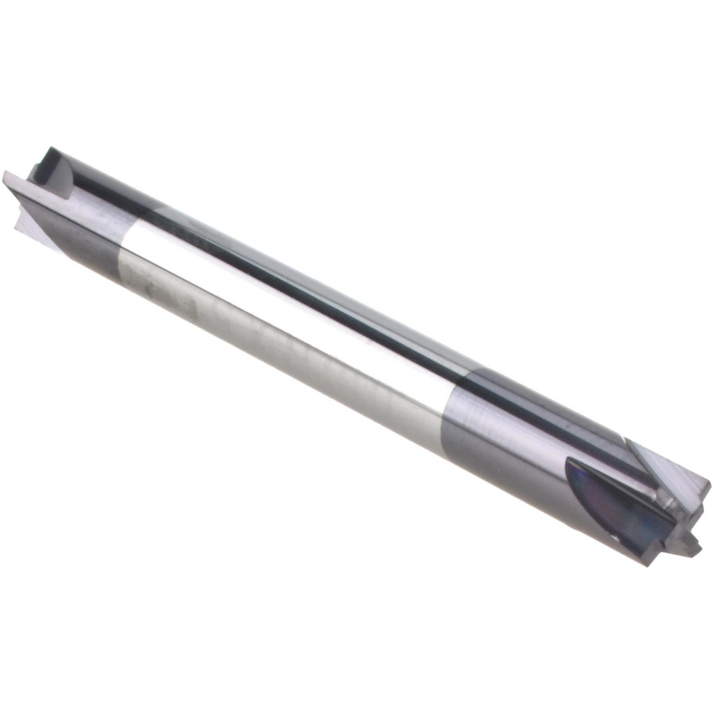 Harvey Tool Corner Rounding End Mill: 0.0100" Radius, 3/16" Dia, 4 Flutes, Solid Carbide - 2" OAL, 3/16" Shank Dia, AlTiN Coated, Double End