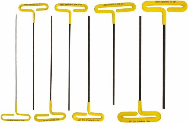 8 Piece T-Handle Cushion Grip Hex Key Set - Hex Range 3/32 to 1/4", Protanium High Torque Steel