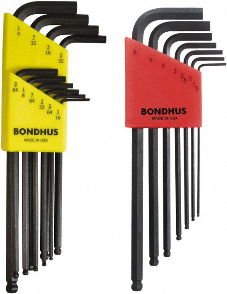 17 Piece L-Key Ball End Hex Key Set - Hex Range 1/16 to 1/4", Protanium High Torque Steel