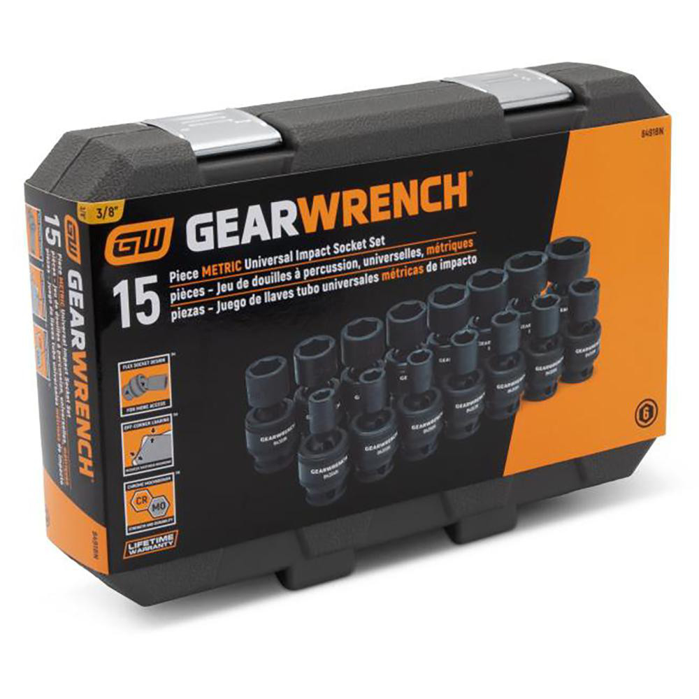 GEARWRENCH Impact Standard Universal Socket Set 15 Pc, 3/8" Drive, 8