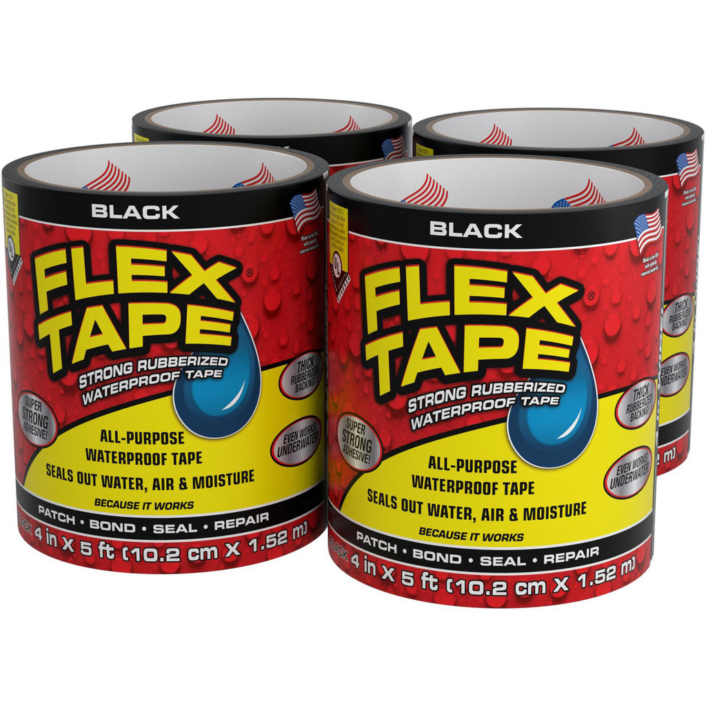 Flex Seal Flex Tape, Black, 4" x 5' | Part #TFSBLKR0405