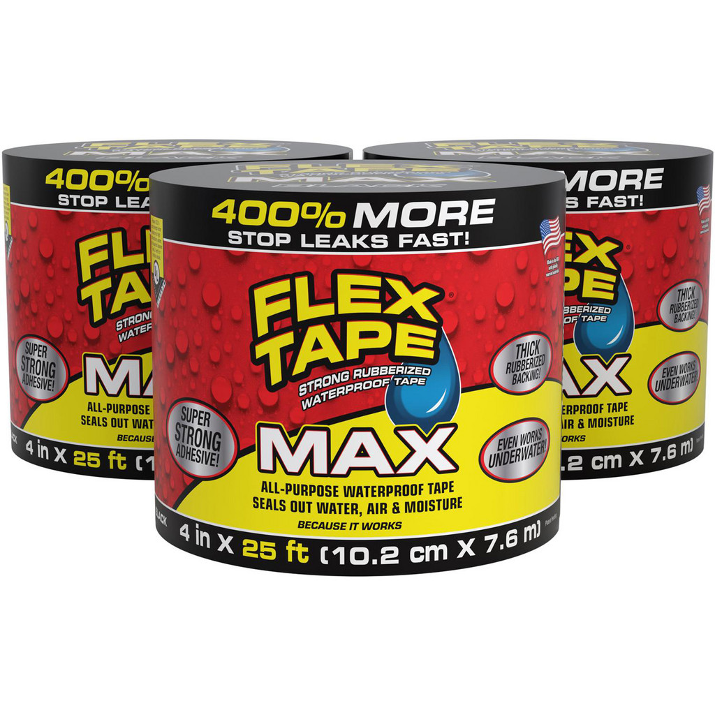 Flex Seal Flex Tape, Max, Black, 4" x 25' | Part #TFSMAXBLK04