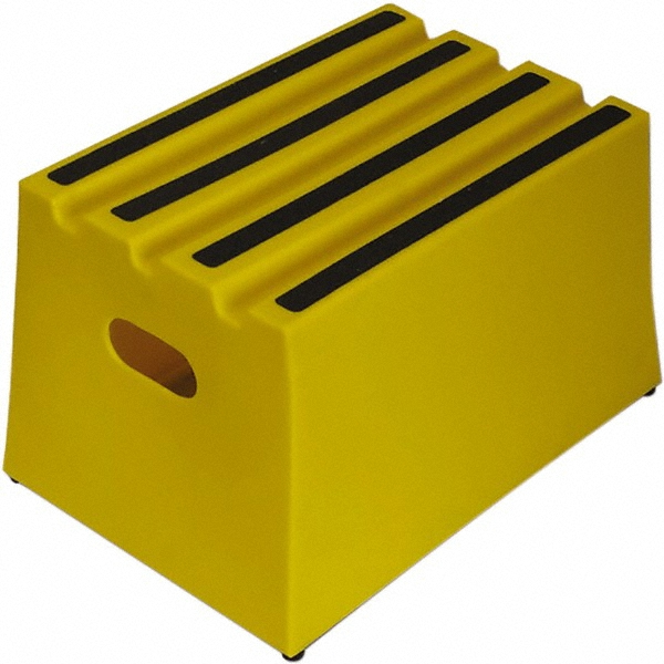 Step Stand Stool: 1 Step, Plastic, Yellow - 500 lb Load Capacity