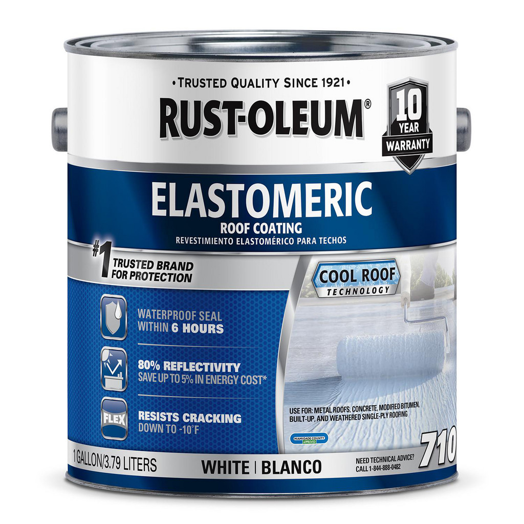 Rust-Oleum 710 Elastomeric Roof Coating, White, 1 Gallon - 65 sq ft Coverage | Part #301904