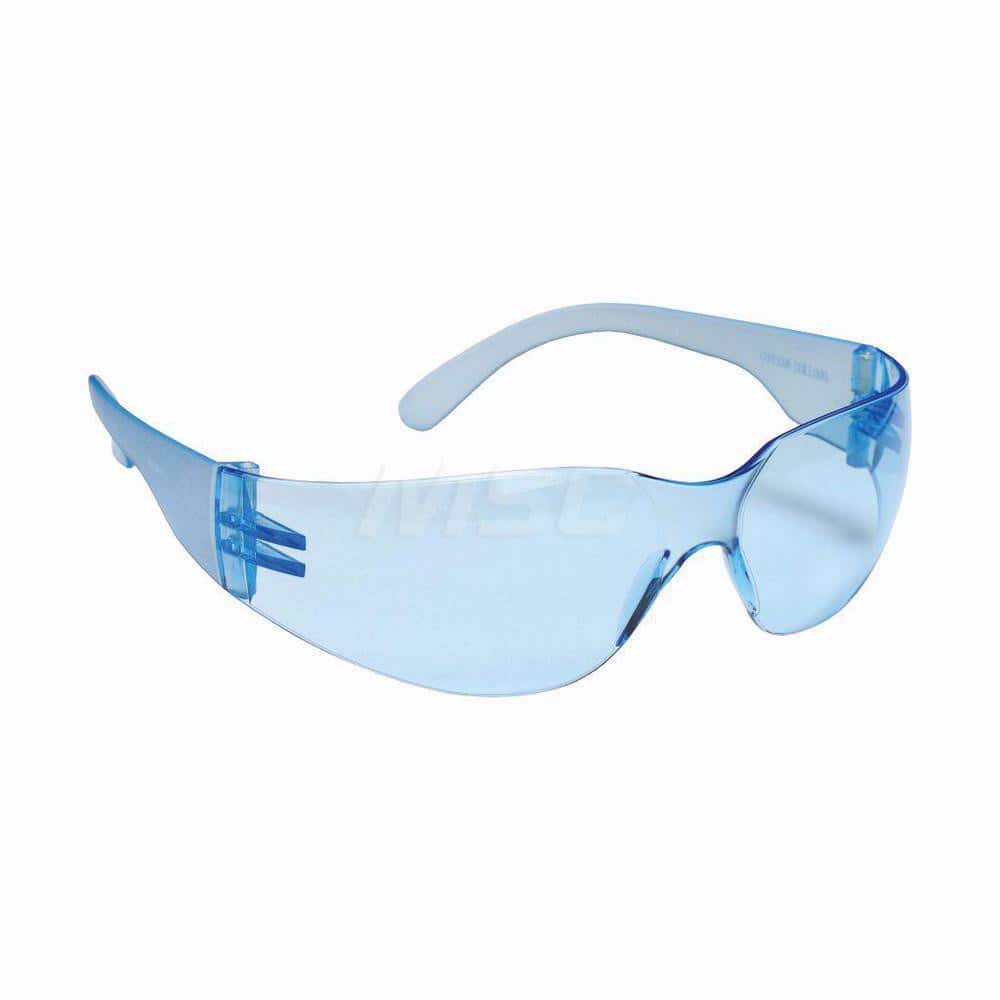 Safety Glass: Scratch-Resistant, Polycarbonate, Blue Lenses, Full-Framed