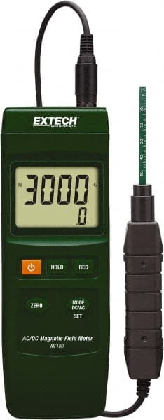 Extech MF100 EMF Meters; Meter Type: EMF/ELF ; Display Type: LCD ; Maximum Frequency (Hz): 60 ; Minimum Frequency (Hz): 50 ; Power Supply: 9V ; Includes: 9V Battery; Uniaxial Magnetic Probe Sensor with Protective Cover; Hard Carrying Case 