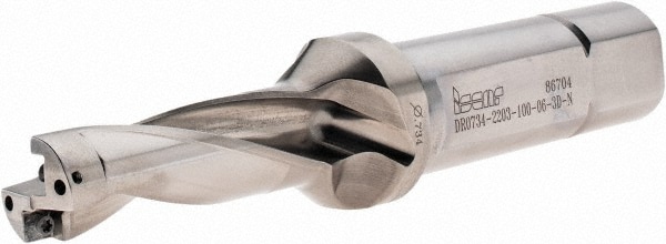2.2" Max Drill Depth, 3xD, 47/64" Diam, Indexable Insert Drill