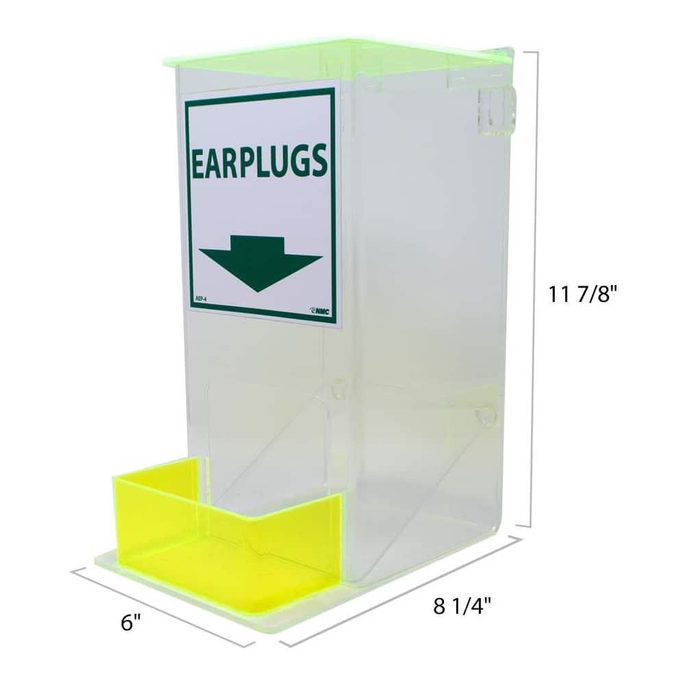 Earplug Dispenser: Hinged Top & Bottom Tray, Tabletop or Wall Mount