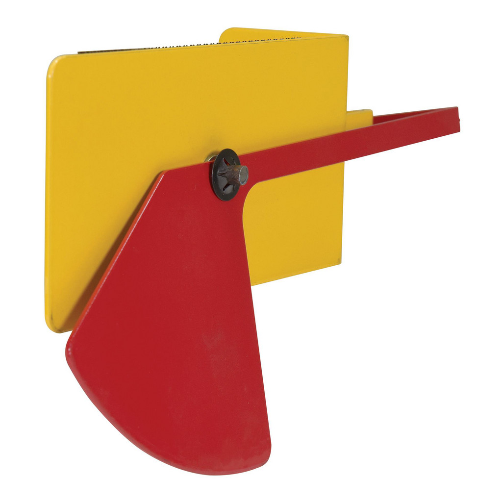 Vestil Steel Fork Truck Level: 9-1/4 In. x 2-5/8 In. x 5-1/16 In. Yellow/Red - Attachment Method: 3M Adhesive Hook & Loop Strips | Part #FRK-LVL
