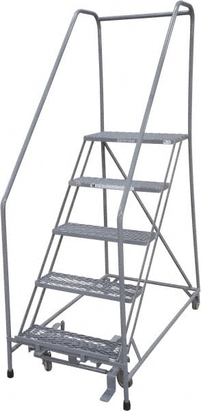 Cotterman - Steel 50 deg Incline Rolling Ladder: 450 lb Capacity, 5 ...