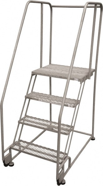 Cotterman - Steel Tilt & Roll Rolling Ladder: 450 lb Capacity, 4 Step ...