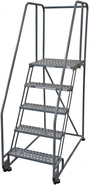 Cotterman - Steel Tilt & Roll Rolling Ladder: 450 lb Capacity, 5 Step ...