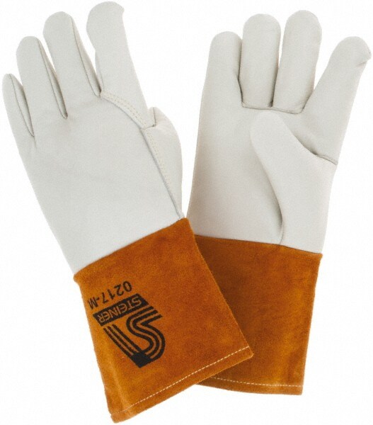Welding Gloves: Size Medium, Cowhide Leather, MIG Welding Application