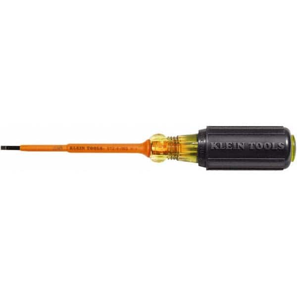 Klein Tools 612-4-INS Slotted Screwdriver: 1/8" Width, 7-3/4" OAL, 4" Blade Length 