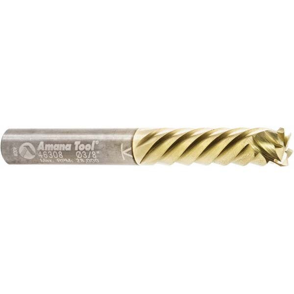 Spiral Router Bit: 0.375" Dia, 1.25" LOC, 3/8" Shank Dia, Compression